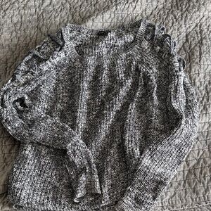 Women's Gray Sweater with Lace-Up Detail
